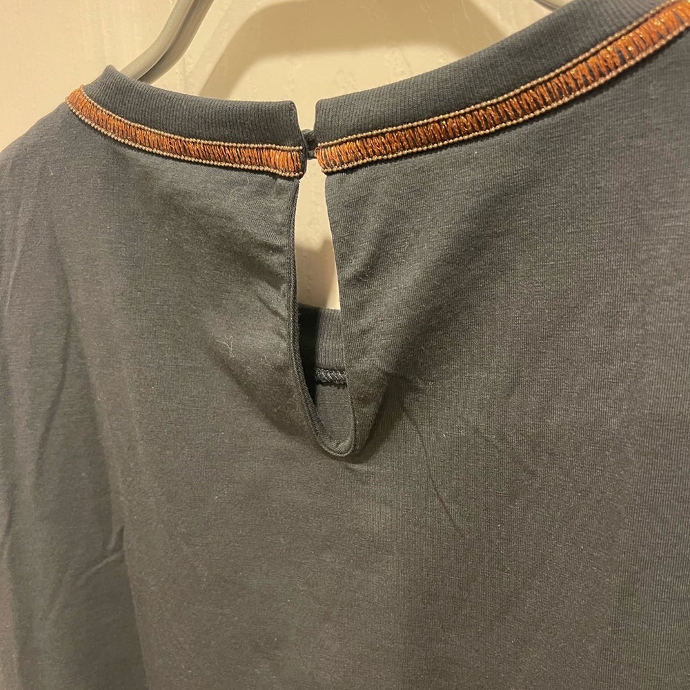 Brunello Cucinelli Dark Tee with Brown Accent - Picture 5 of 5